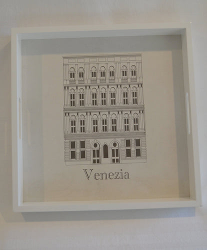 'Venezia' white embossed serving tray