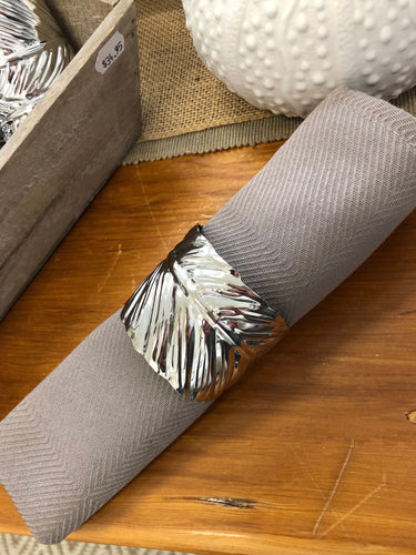 Silver 'leaf' napkin rings